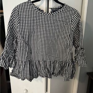 Black and White Gingham Women's Top
